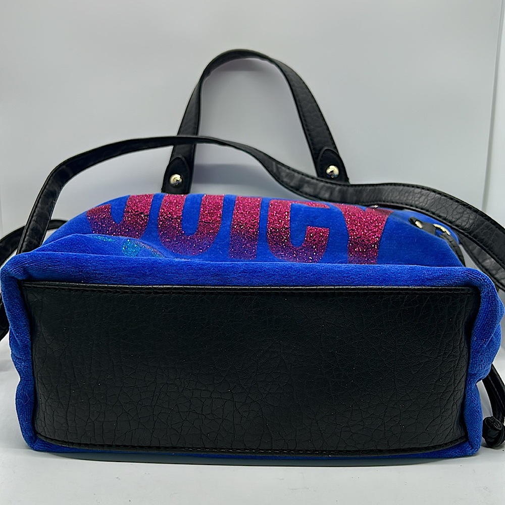 Juicy Couture Y2K Vintage Blue/Pink Glitter Velvet Tote Handbag Purse 👛 👛 - Picture 6 of 9